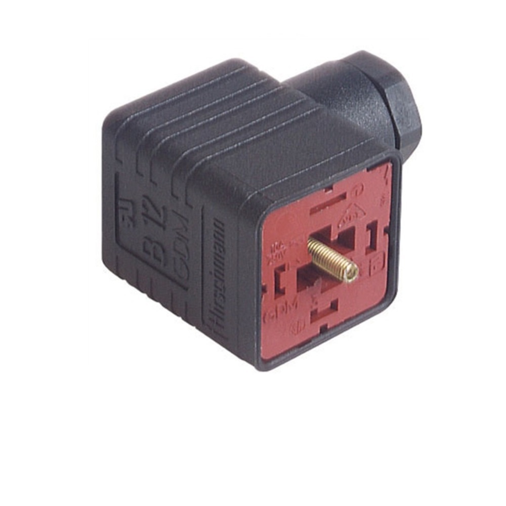 934441-100 HIRSCHMANN SOLENOID VALVE CONNECTOR<BR>FORM A DIN 2+G 1/2" NPT THR FW 250VAC/DC (BK)